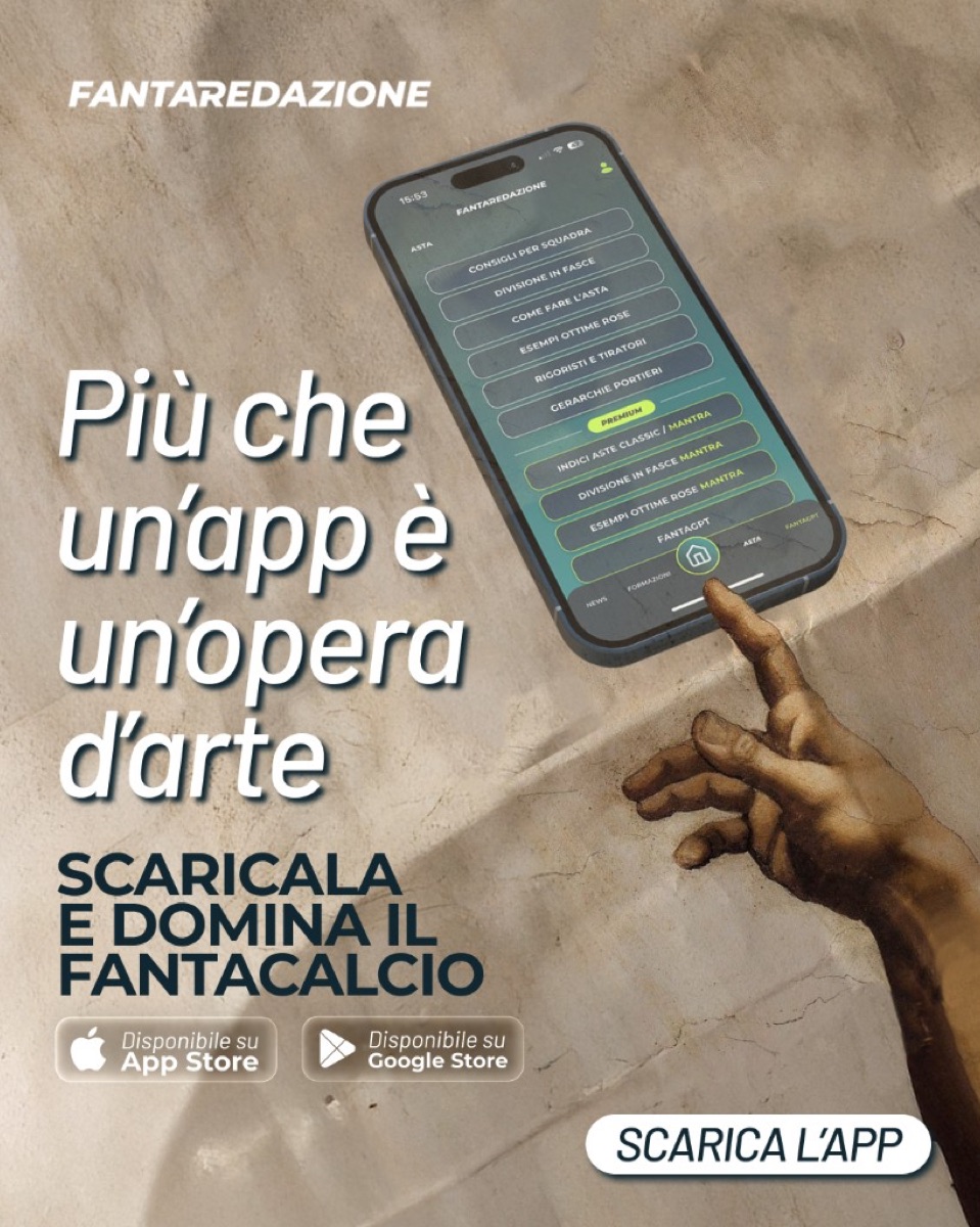 ADV Fantaredazione · Più che un'app è un'opera d'arte (mano di Michelangelo che tocca lo schermo)